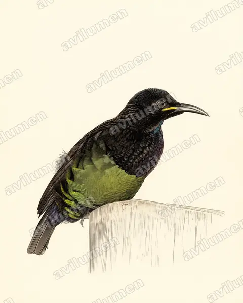 Illustration Planche ancienne : Ptiloris victoriae (Paradisier de Victoria)