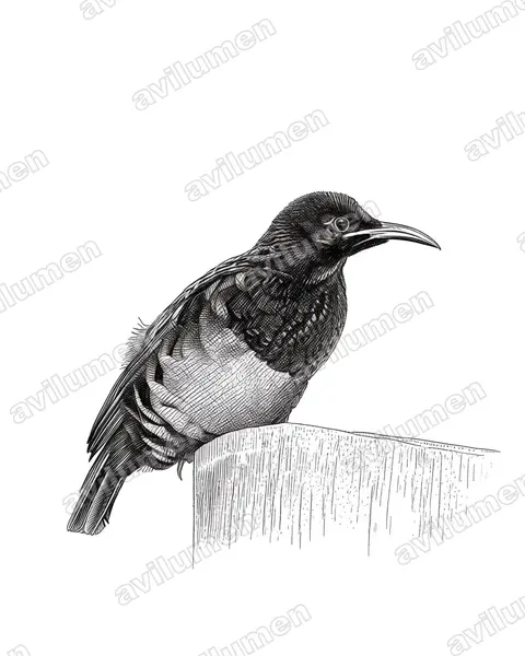 Illustration Encre : Ptiloris victoriae (Paradisier de Victoria)
