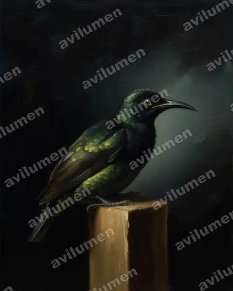 Illustration Huile : Ptiloris victoriae (Paradisier de Victoria)