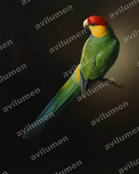 Ilustración en Óleo: Purpureicephalus spurius (Perico capelo)