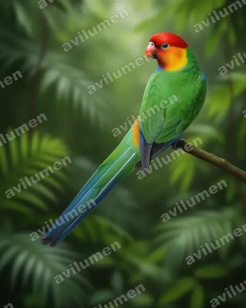 Ilustración en Realista: Purpureicephalus spurius (Perico capelo)