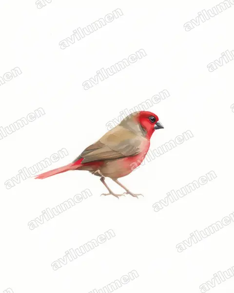 Illustration im Stil Aquarell: Kleiner Purpurastrild (Pyrenestes minor)