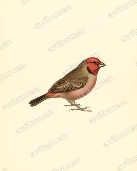 Illustration im Stil Historische Tafel: Kleiner Purpurastrild (Pyrenestes minor)