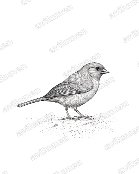 Illustration im Stil Tusche: Kleiner Purpurastrild (Pyrenestes minor)