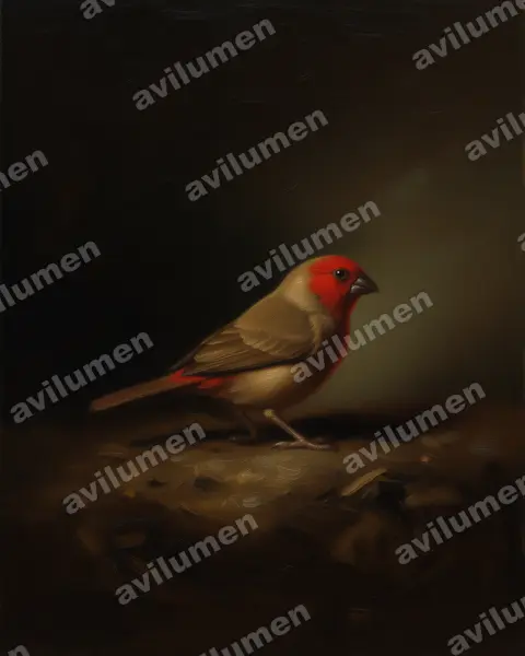 Illustration im Stil Öl: Kleiner Purpurastrild (Pyrenestes minor)
