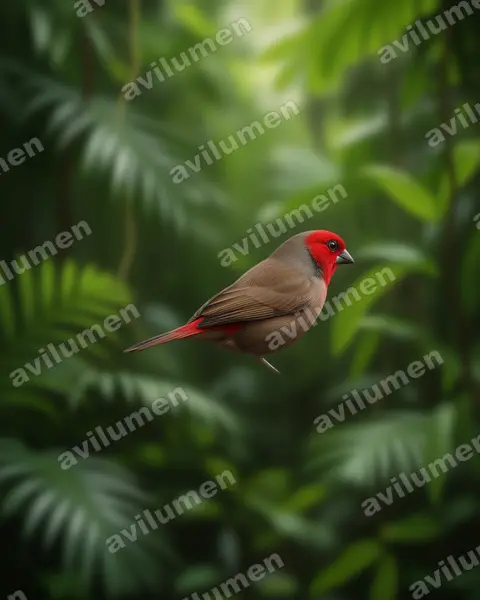 Illustration im Stil Realistisch: Kleiner Purpurastrild (Pyrenestes minor)