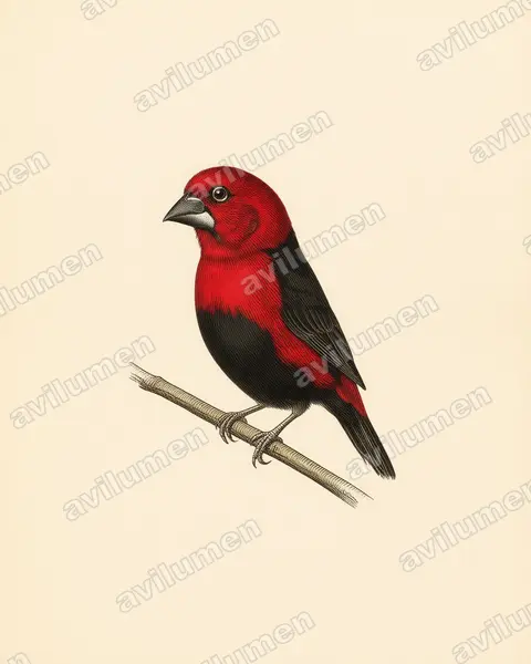 Illustration Planche ancienne : Pyrenestes ostrinus (Pyréneste ponceau)