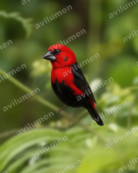 Illustration Réaliste : Pyrenestes ostrinus (Pyréneste ponceau)