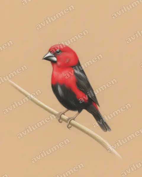 Illustration Crayon de couleur : Pyrenestes ostrinus (Pyréneste ponceau)