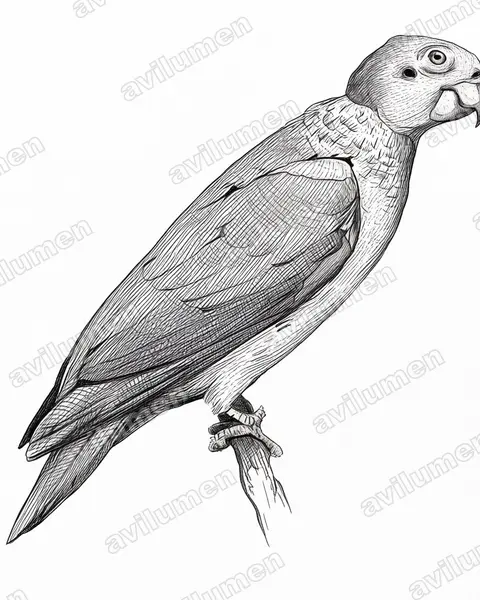 Illustration Encre : Pyrilia aurantiocephala (Caïque chauve)