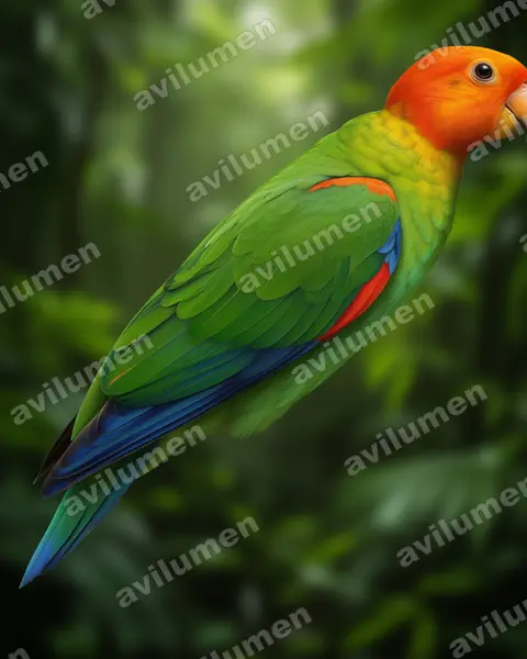 Illustration Réaliste : Pyrilia aurantiocephala (Caïque chauve)