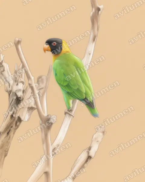 Illustration im Stil Buntstift: Caica Parrot (Pyrilia caica)