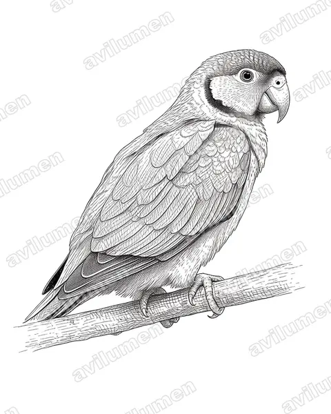 Ink illustration: Pyrilia pulchra (Rose-faced Parrot)