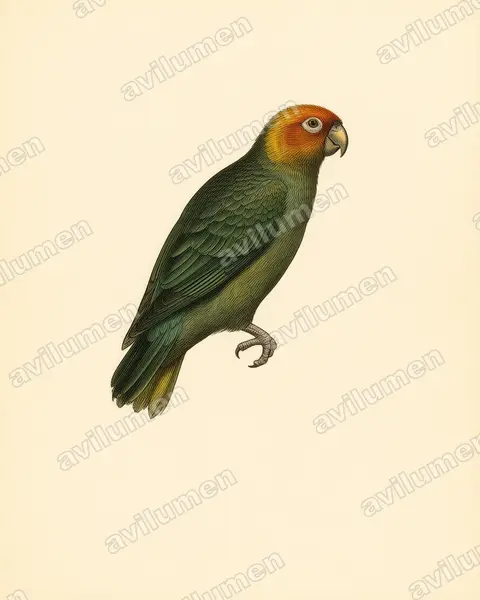 Illustration im Stil Historische Tafel: Saffron-headed Parrot (Pyrilia pyrilia)