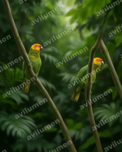Illustration im Stil Realistisch: Saffron-headed Parrot (Pyrilia pyrilia)