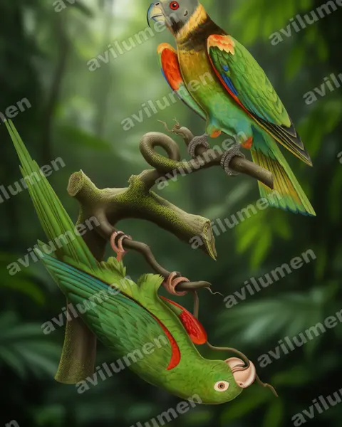 Ilustración en Realista: Pyrilia vulturina (Gypopsitta vulturina)