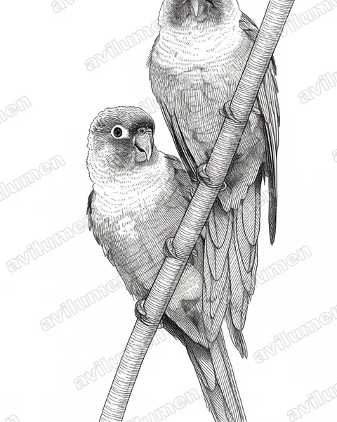 Ink illustration: Pyrrhura albipectus (White-breasted Parakeet)