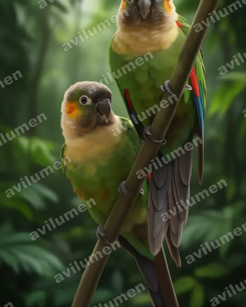 Realistic illustration: Pyrrhura albipectus (White-breasted Parakeet)