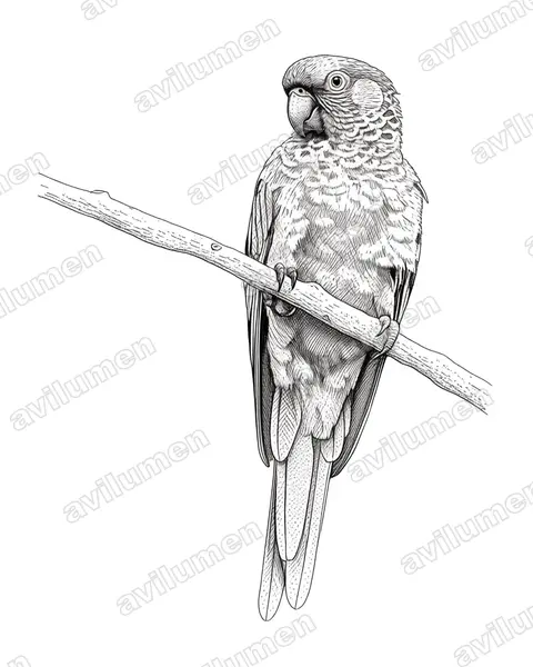 Ilustración en Tinta: Pyrrhura amazonum (Perico santarém)