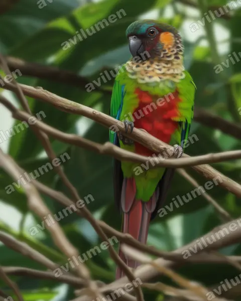 Ilustración en Realista: Pyrrhura amazonum (Perico santarém)