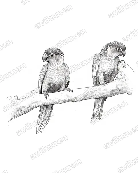 Illustration Encre : Pyrrhura cruentata (Conure tiriba)