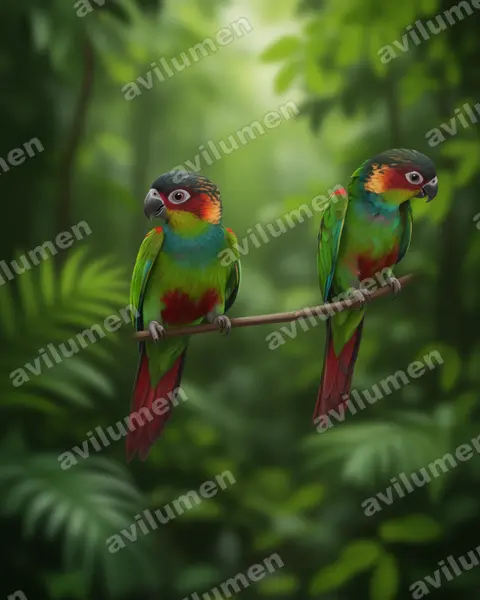 Illustration Réaliste : Pyrrhura cruentata (Conure tiriba)