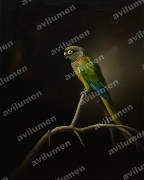 Illustration im Stil Öl: Devillesittich (Pyrrhura devillei)