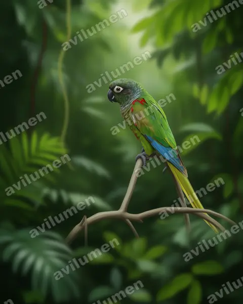 Illustration im Stil Realistisch: Devillesittich (Pyrrhura devillei)