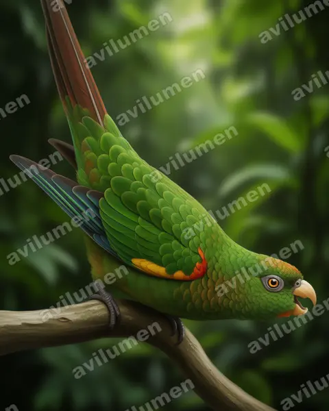 Illustration im Stil Realistisch: Fiery-shouldered Parakeet (Pyrrhura egregia)