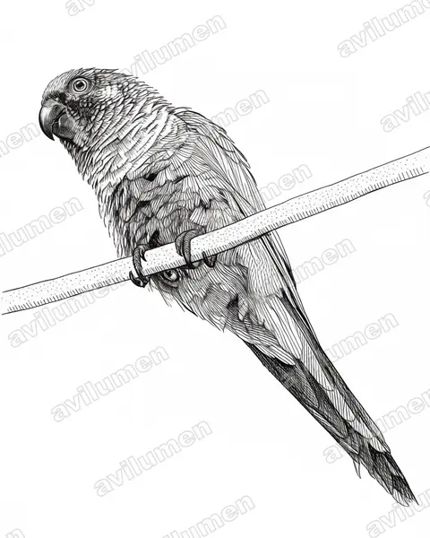 Illustration Encre : Pyrrhura emma (Conure emma)