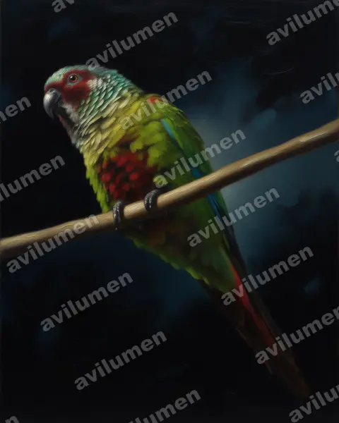 Illustration Huile : Pyrrhura emma (Conure emma)