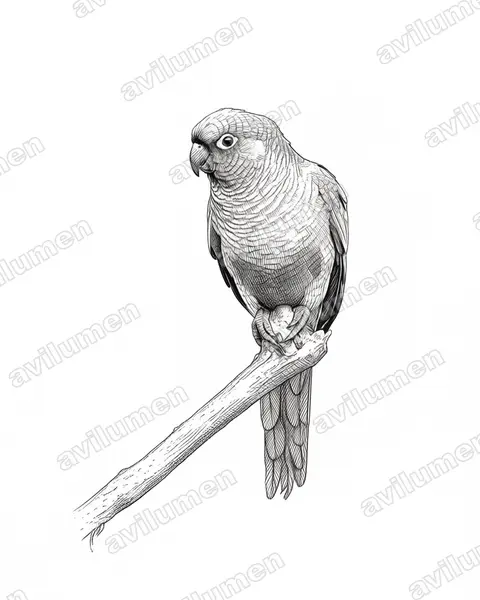 Ilustración en Tinta: Pyrrhura frontalis (Perico de vientre rojo)