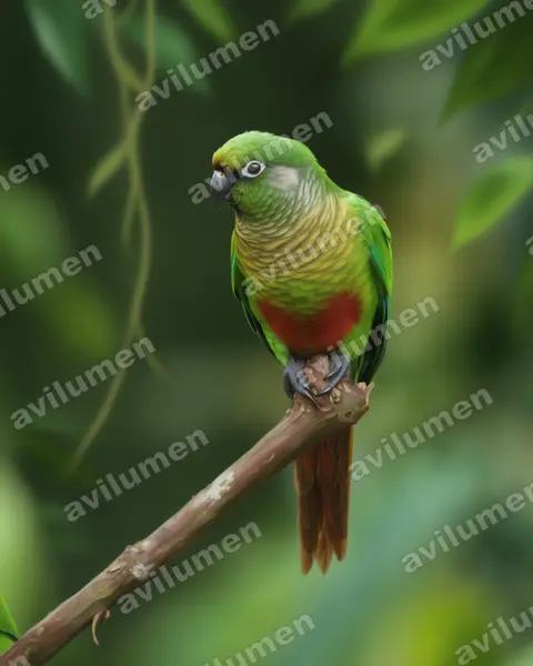 Ilustración en Realista: Pyrrhura frontalis (Perico de vientre rojo)