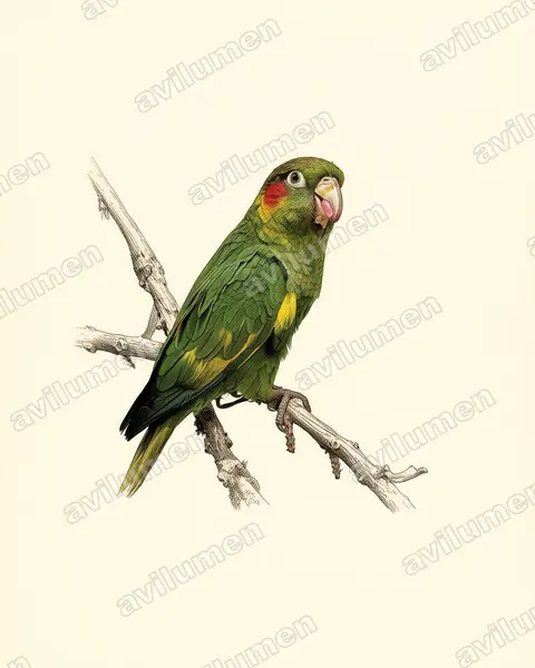 Vintage plate illustration: Pyrrhura hoffmanni (Sulphur-winged Parakeet)