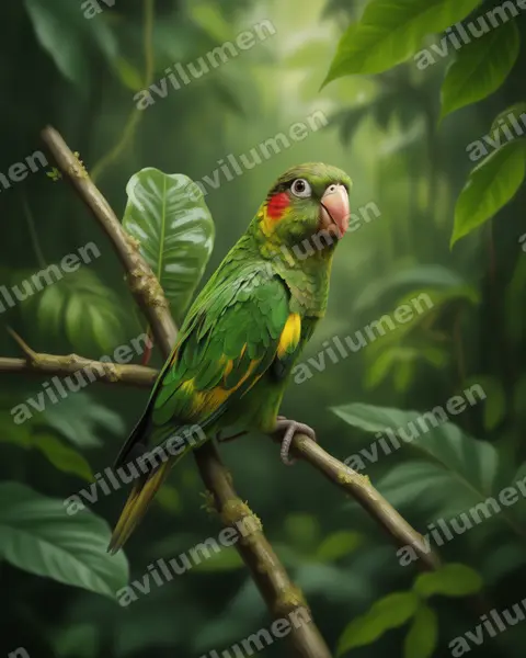 Realistic illustration: Pyrrhura hoffmanni (Sulphur-winged Parakeet)