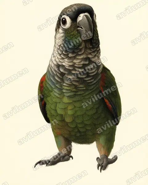 Illustration im Stil Historische Tafel: Pearly Parakeet (Pyrrhura lepida)