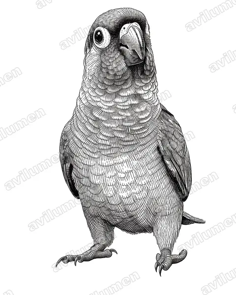 Illustration im Stil Tusche: Pearly Parakeet (Pyrrhura lepida)