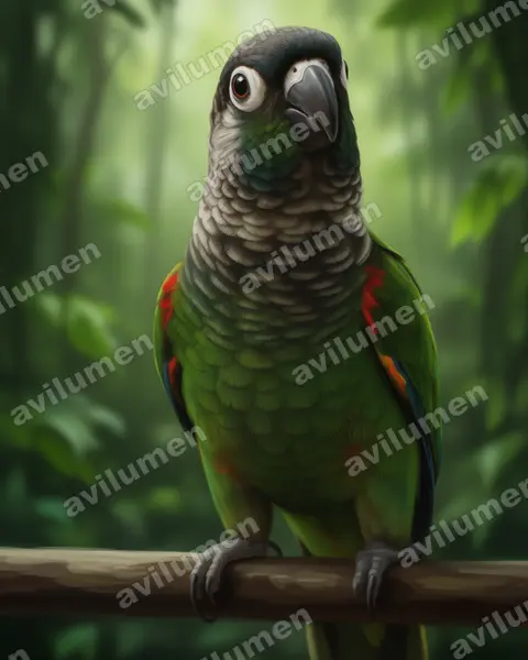 Illustration im Stil Realistisch: Pearly Parakeet (Pyrrhura lepida)