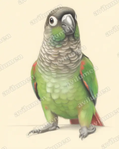 Illustration im Stil Buntstift: Pearly Parakeet (Pyrrhura lepida)