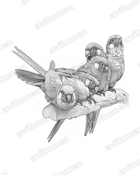 Illustration im Stil Tusche: White-eared Parakeet (Pyrrhura leucotis)