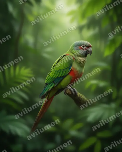 Illustration im Stil Realistisch: White-eared Parakeet (Pyrrhura leucotis)