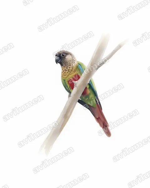Illustration im Stil Aquarell: Bonaparte's Parakeet (Pyrrhura lucianii)