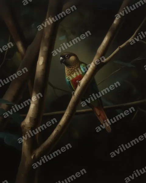Illustration im Stil Öl: Bonaparte's Parakeet (Pyrrhura lucianii)