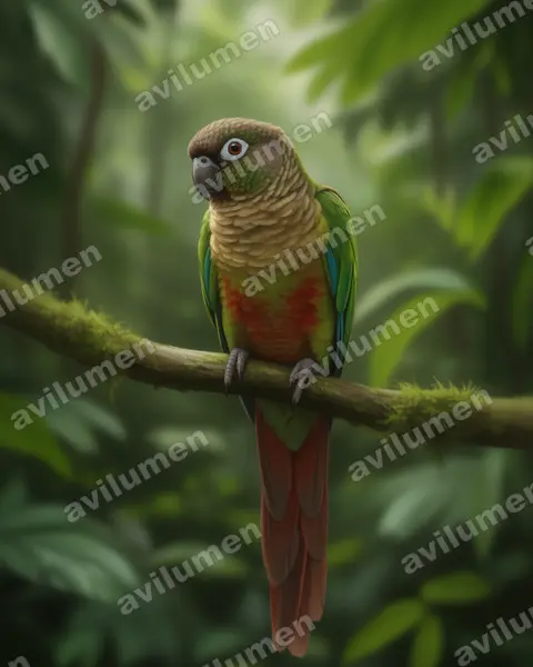 Ilustración en Realista: Pyrrhura molinae (Cotorra de Molina)