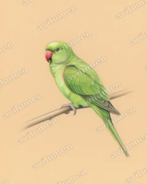 Illustration im Stil Buntstift: Orcessittich (Pyrrhura orcesi)