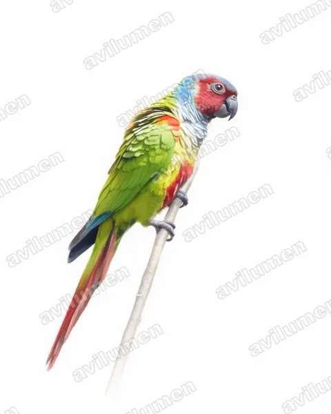 Illustration im Stil Aquarell: Pfrimer's Parakeet (Pyrrhura pfrimeri)