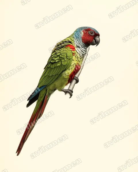 Illustration im Stil Historische Tafel: Pfrimer's Parakeet (Pyrrhura pfrimeri)