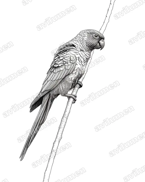 Illustration im Stil Tusche: Pfrimer's Parakeet (Pyrrhura pfrimeri)