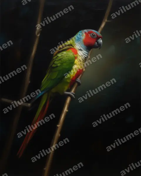 Illustration im Stil Öl: Pfrimer's Parakeet (Pyrrhura pfrimeri)