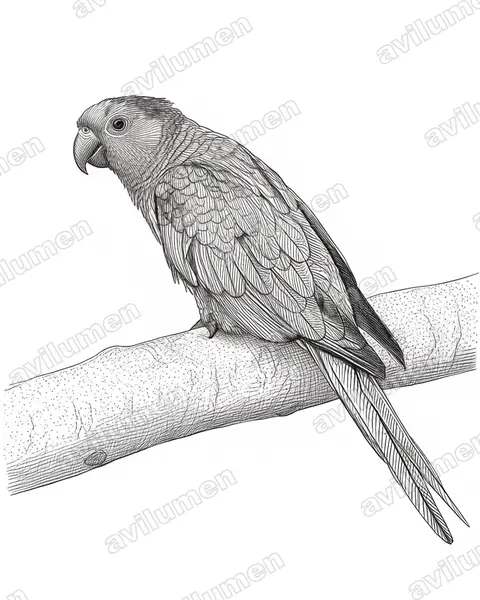 Illustration im Stil Tusche: Rose-fronted Parakeet (Pyrrhura roseifrons)